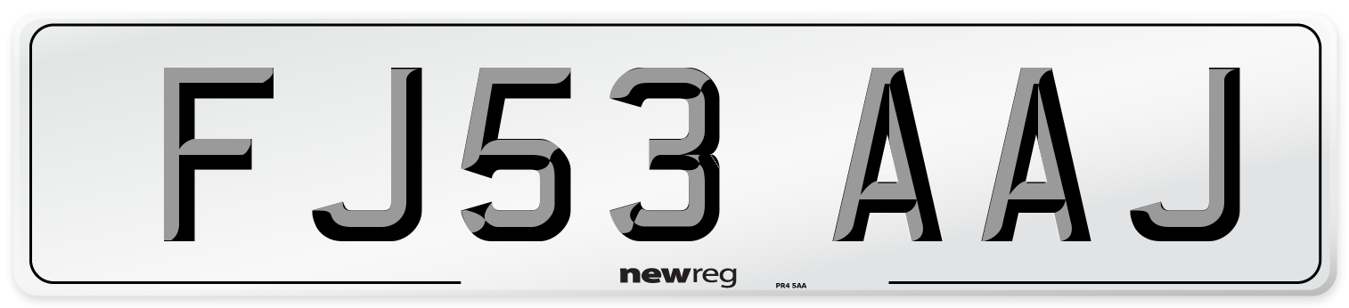 FJ53 AAJ Number Plate from New Reg
